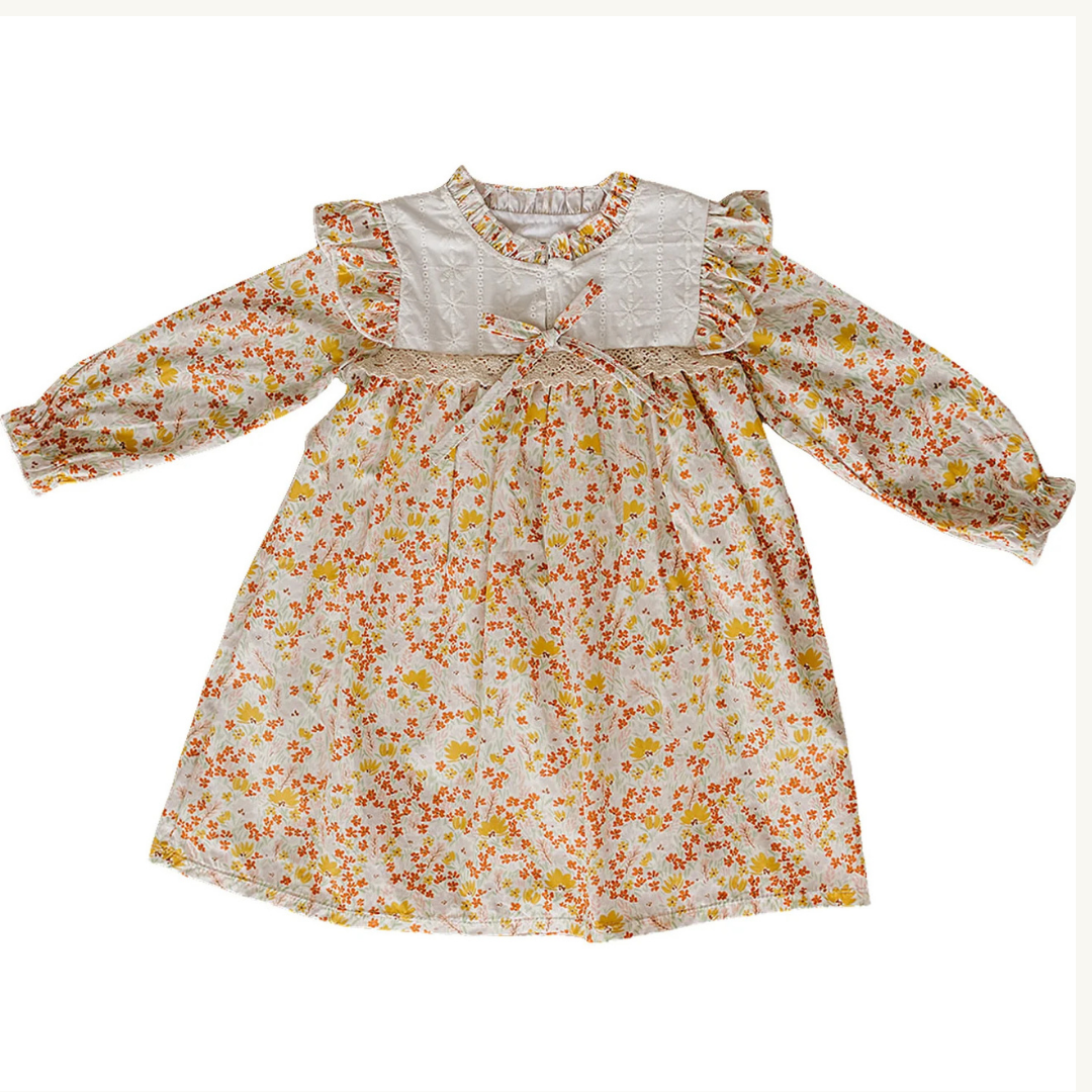 Robe orange floral | Mebie Baby
