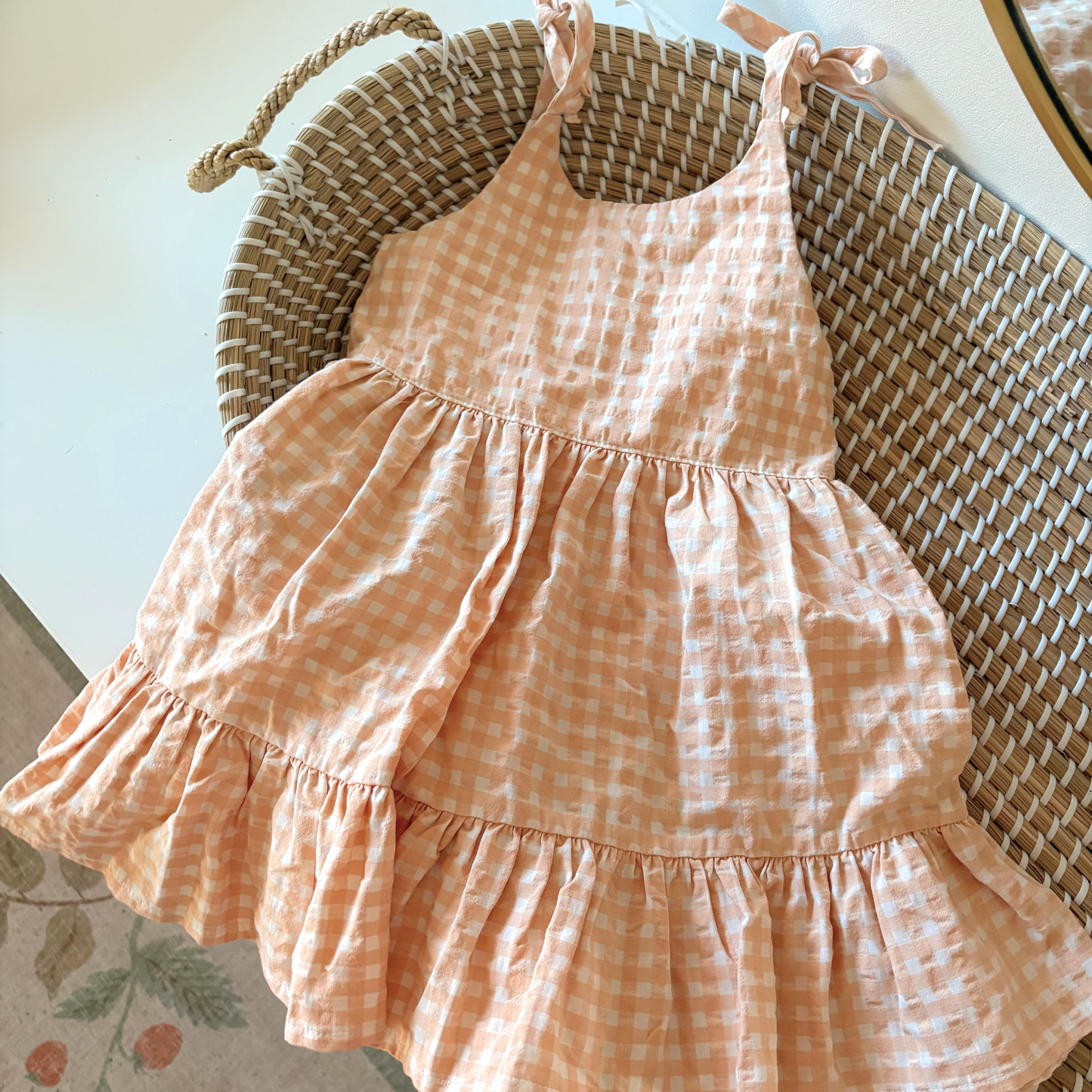 SM | Robe gingham pêche 2-3 ans Les petites natures