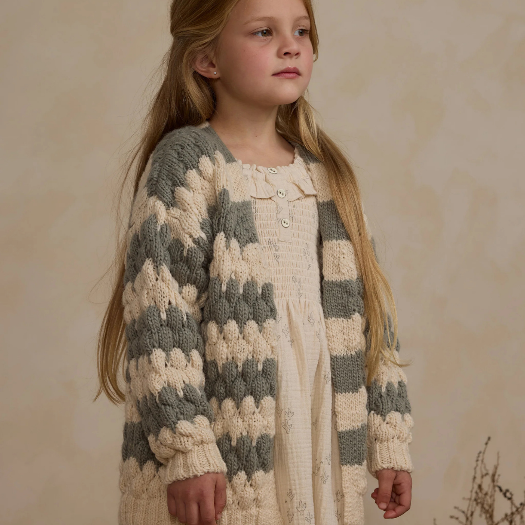 Cardigan rayures sauge | Rylee + Cru
