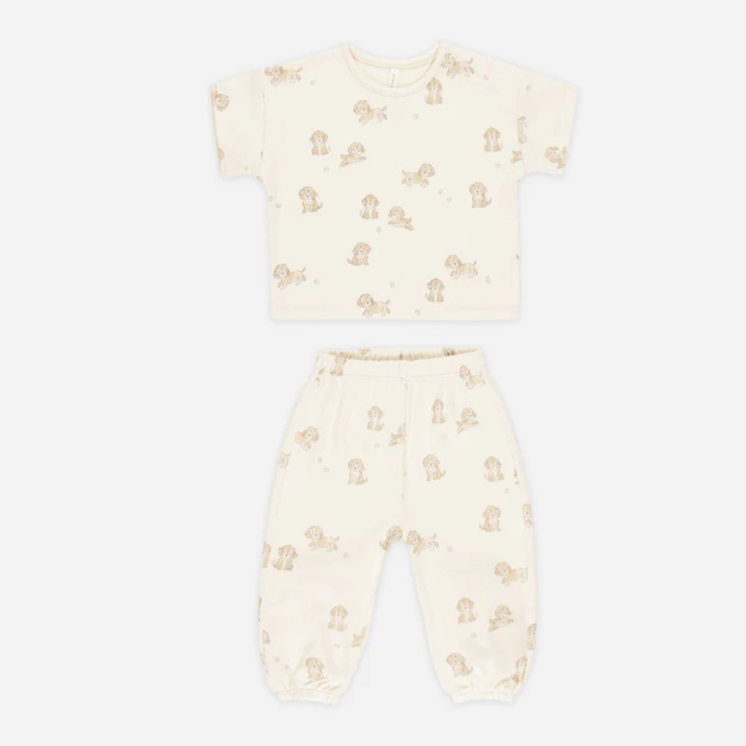 Puppies Organic Cotton T-Shirt and Pants Set | Quincy Mae