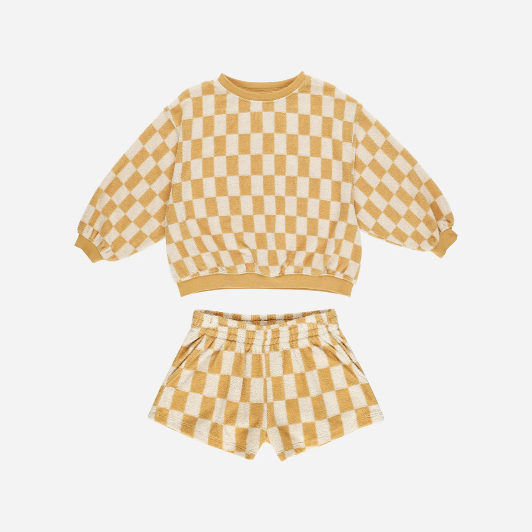 Summer Terry set Marigold Check | Rylee + Cru