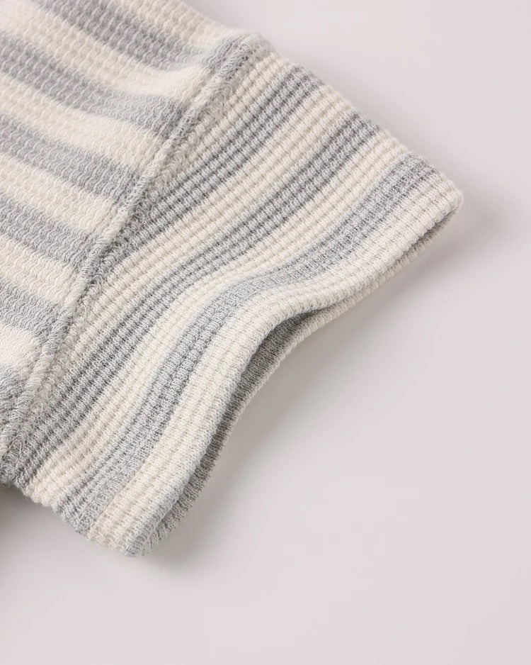 Waffle Tee + Short set Sky Stripe | Quincy Mae
