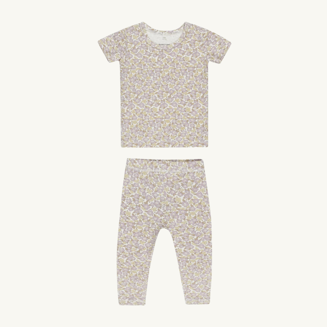 Ensemble bambou fleurs violet | Quincy Mae