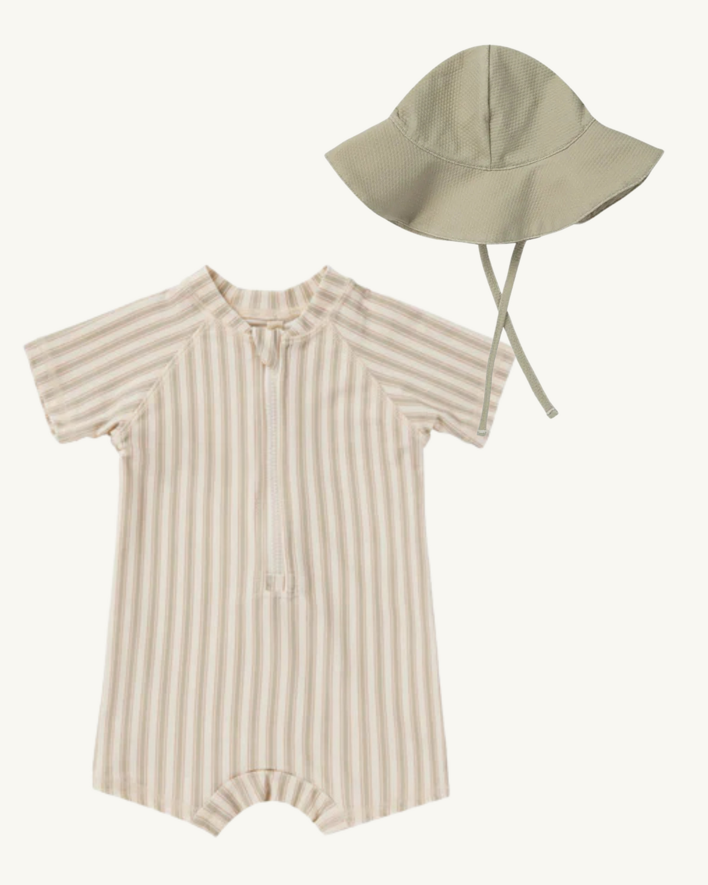 Ensemble maillot et chapeau rayures | Quincy Mae