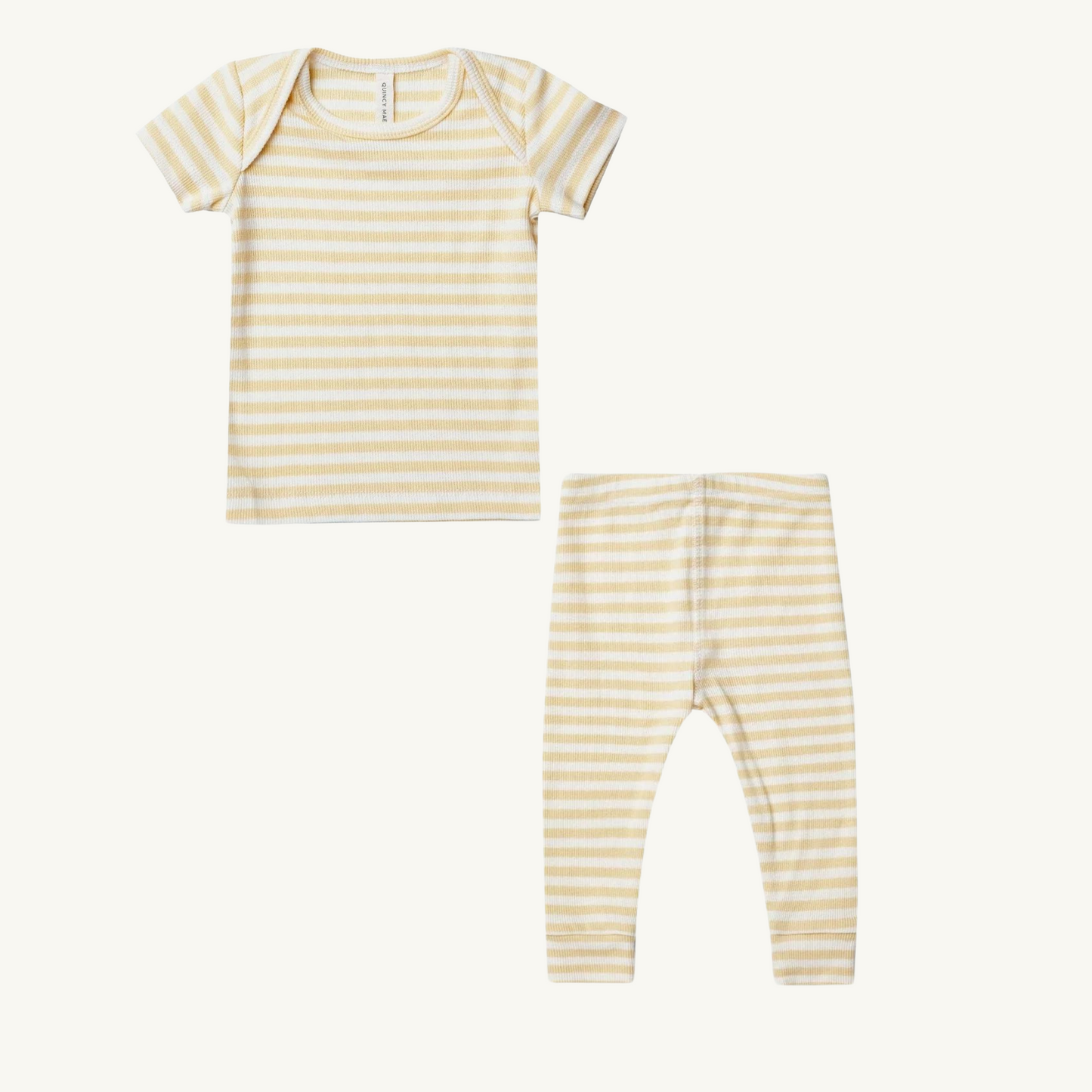 Ensemble côtelé à rayures jaune | Quincy Mae