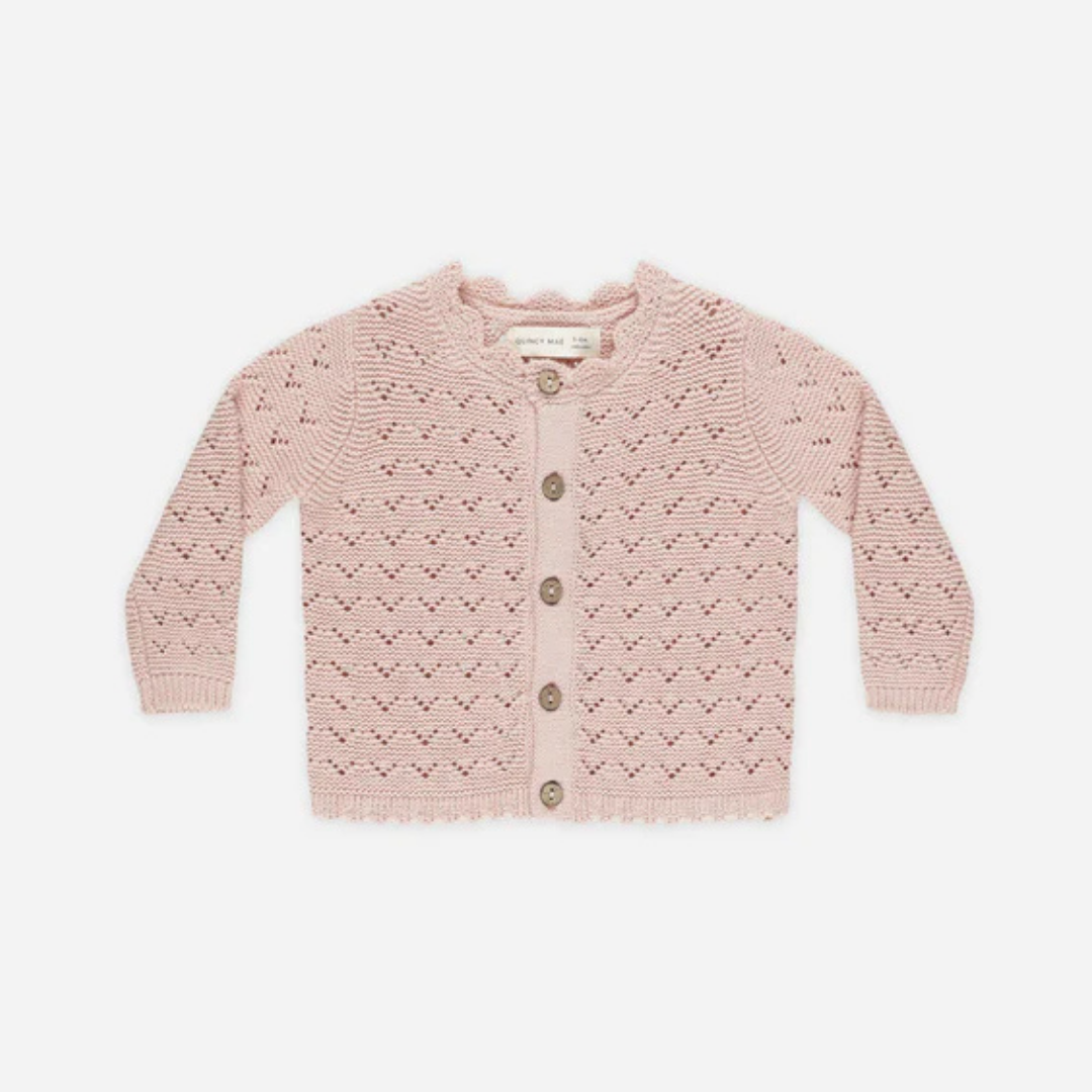 Cardigan pointelle rose | Quincy Mae