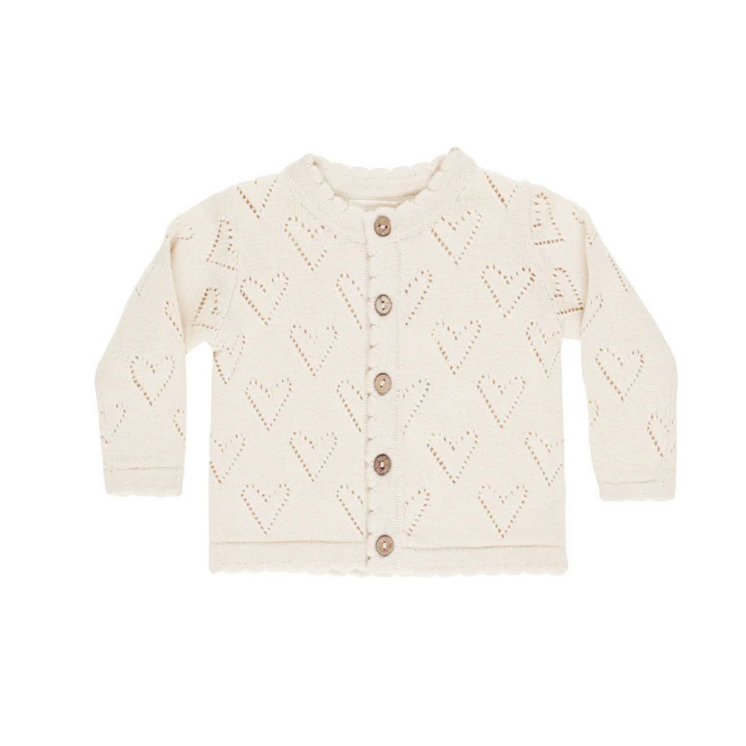 Cardigan crème coeurs | Quincy Mae