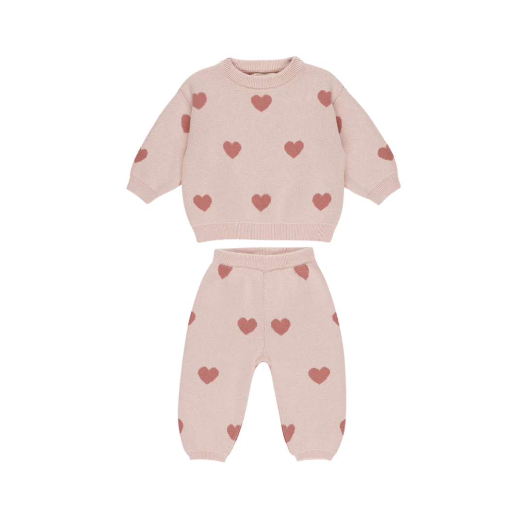 Ensemble tricot coeur rose 4-5 ans | Quincy Mae