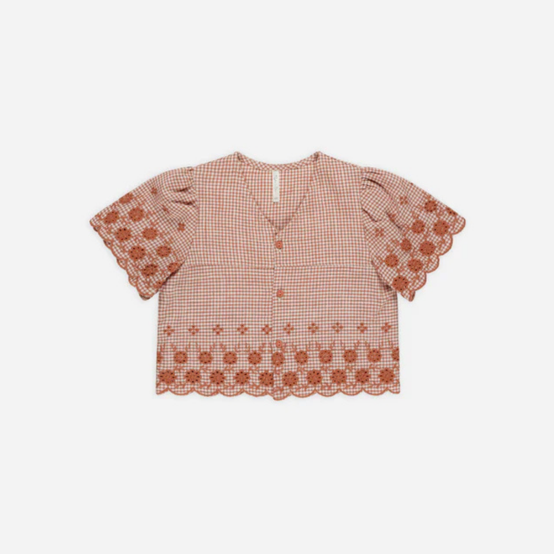 Cleo Poppy Gingham Blouse | Rylee + Cru