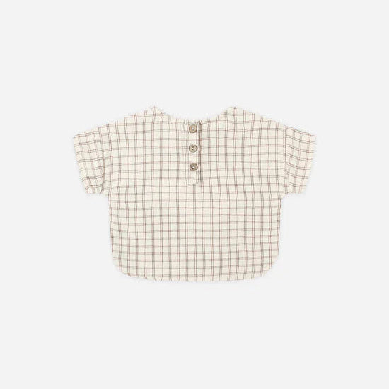 Woven Boxy Top Cedar Check | Quincy Mae