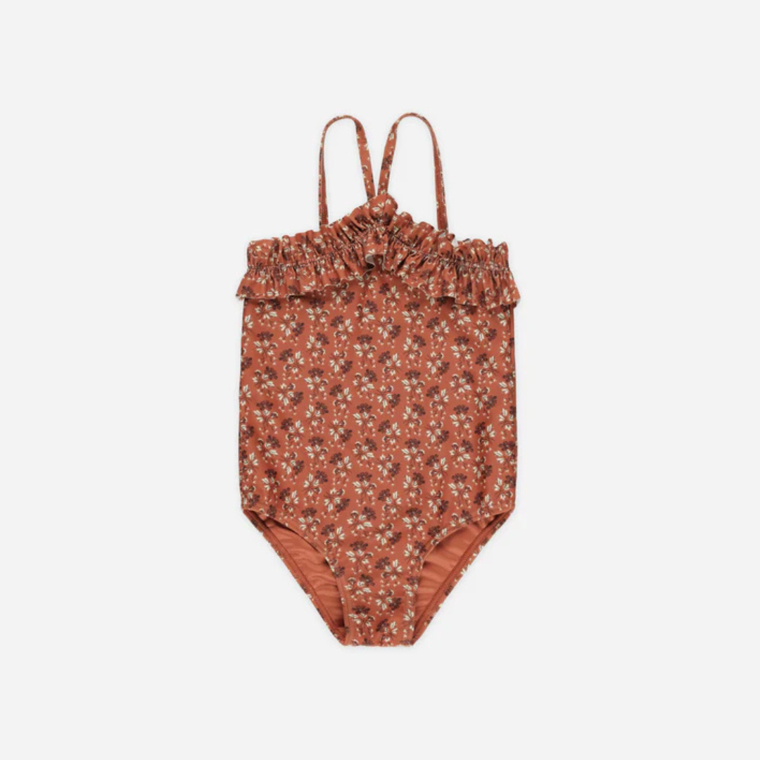 One-piece swimsuit red Floral | Rylee + Cru