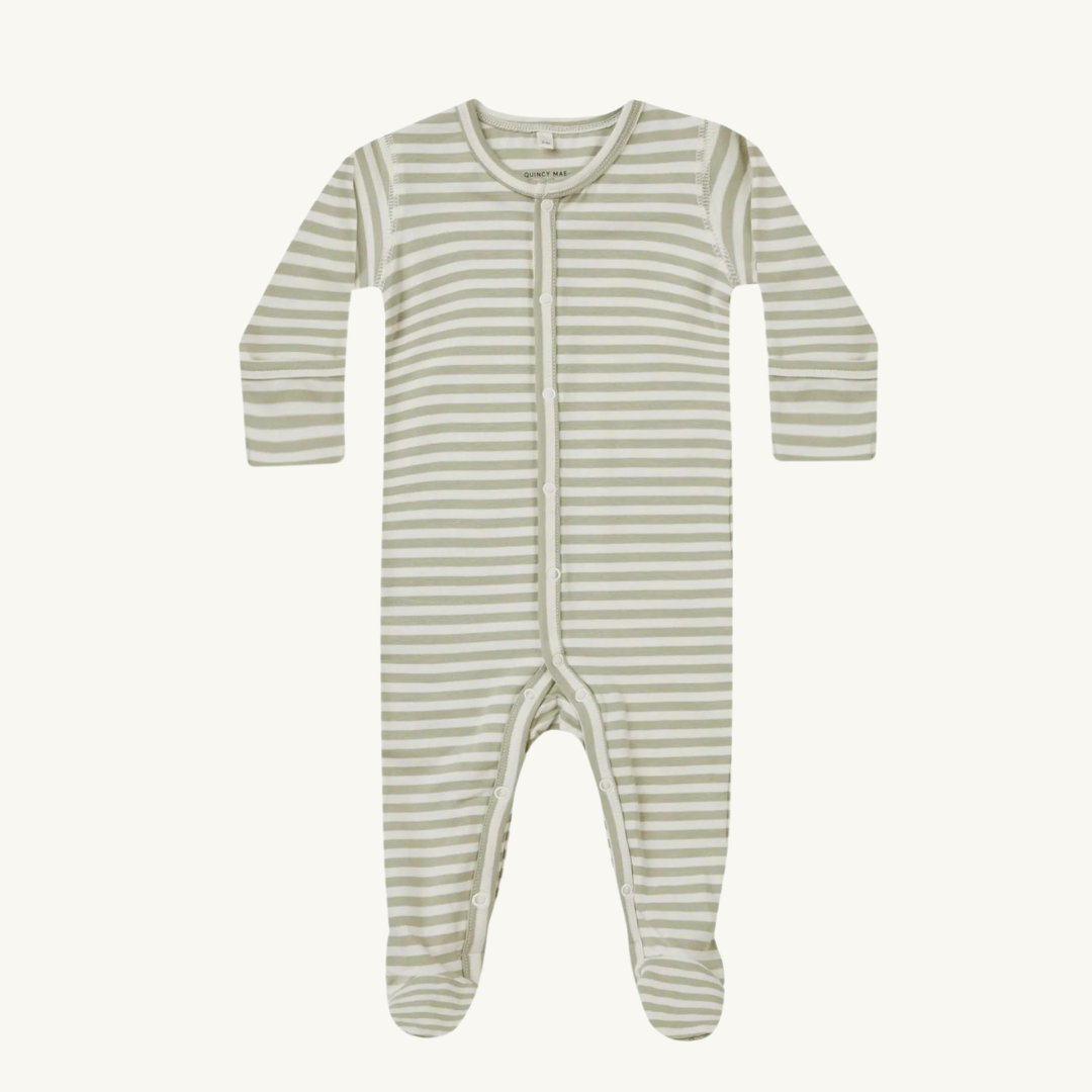 Pyjama rayures pistache | Quincy Mae