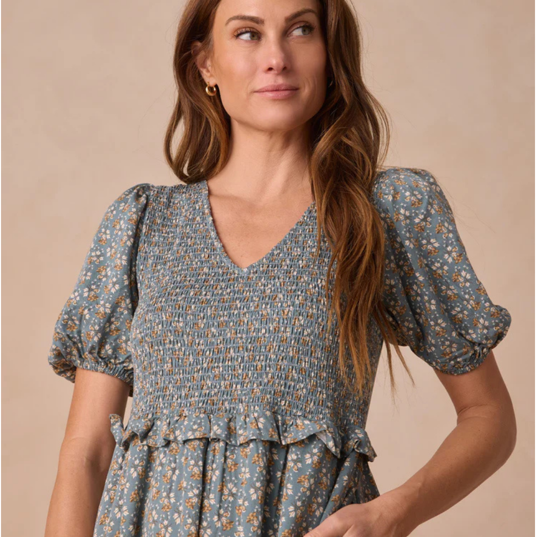 Robe Kate Blue Floral - S | Rylee + Cru