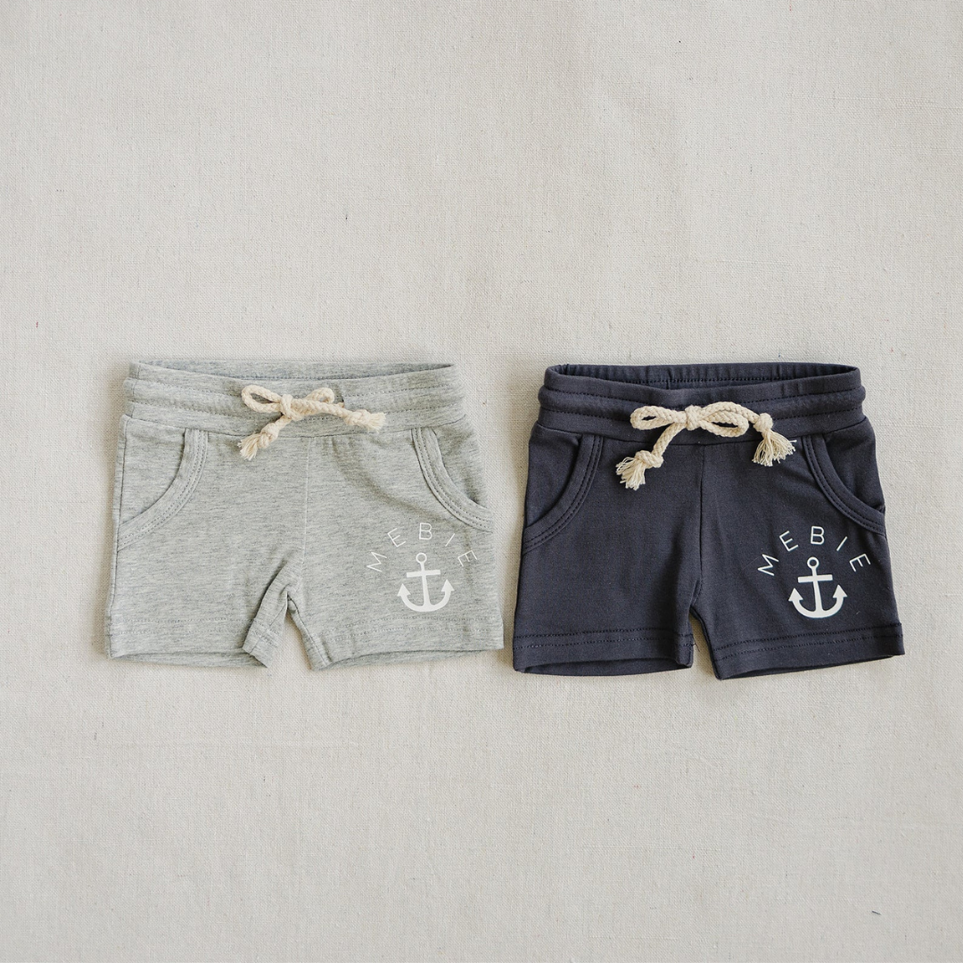 Gray Anchor Pocket Shorts | Mebie Baby