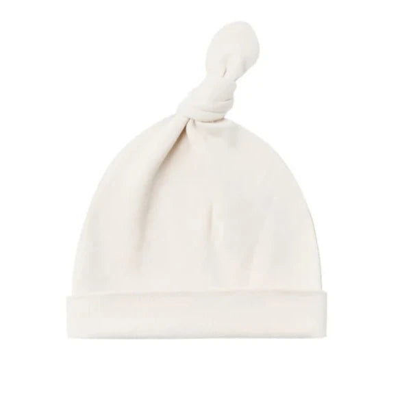 Bonnet noué de coton biologique ivoire | Quincy Mae