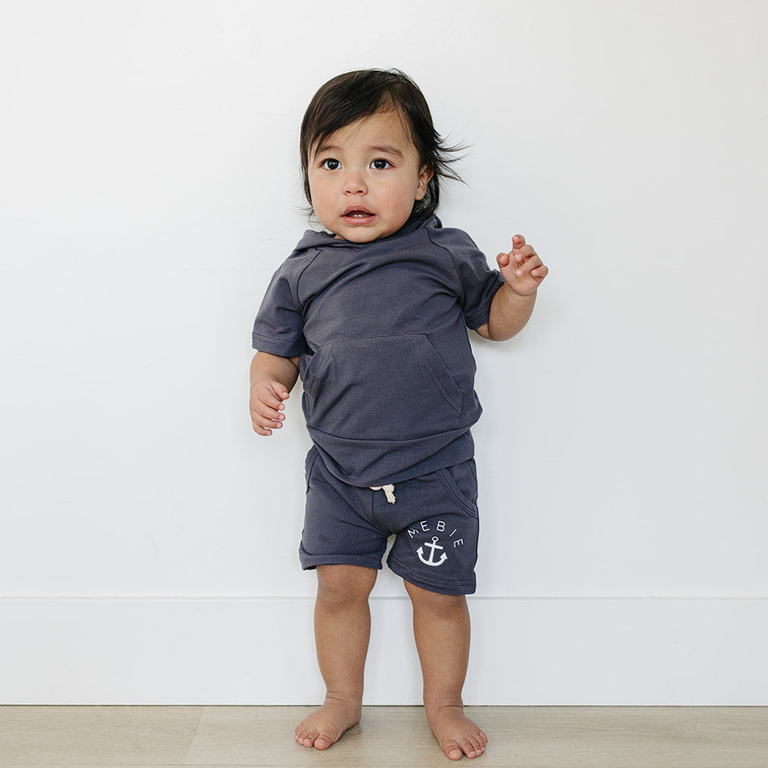 Slate Anchor Pocket Shorts | Mebie Baby