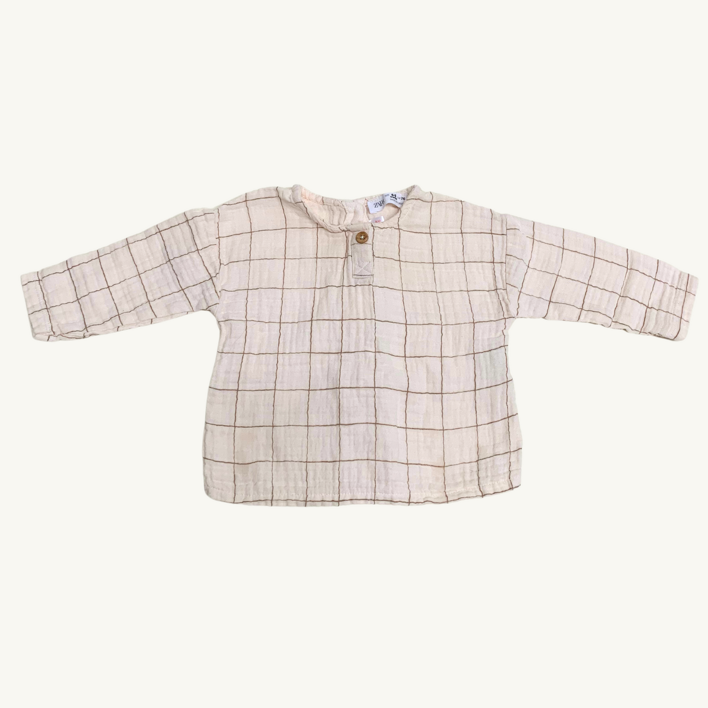 SM | Chemisier Zara carreaux fins 6-9 mois