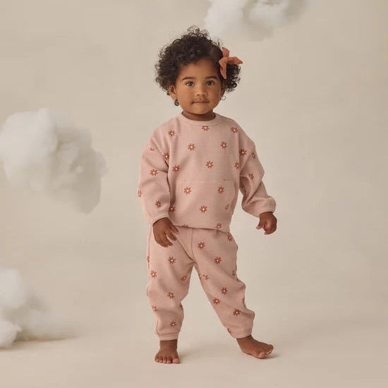 Waffle sweather set pink Daisy | Quincy Mae