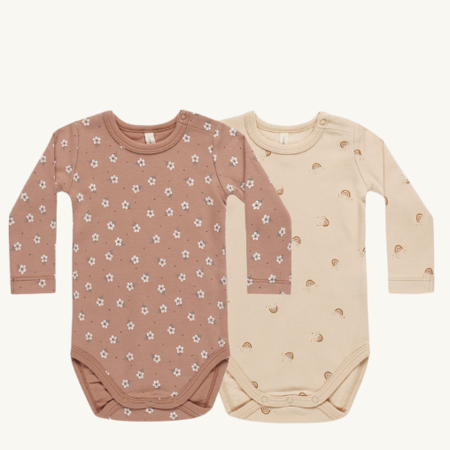 Bodysuit pack 2 rose disty, rainbows | Quincy Mae