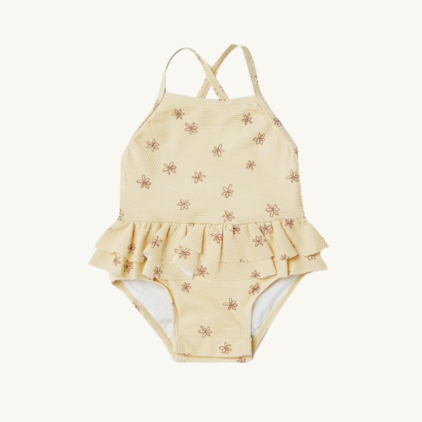 Maillot une pièce jaune fleurs | Quincy Mae