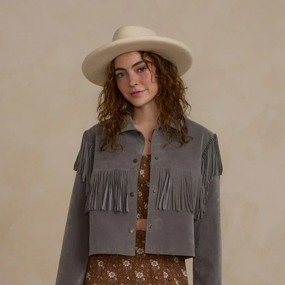 Manteau de suède à franges M | Rylee + Cru