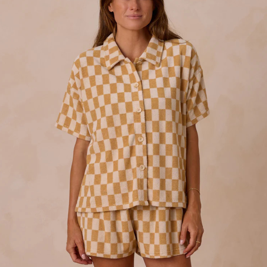 Terry Cover-Up Set Marigold Check | Rylee + Cru