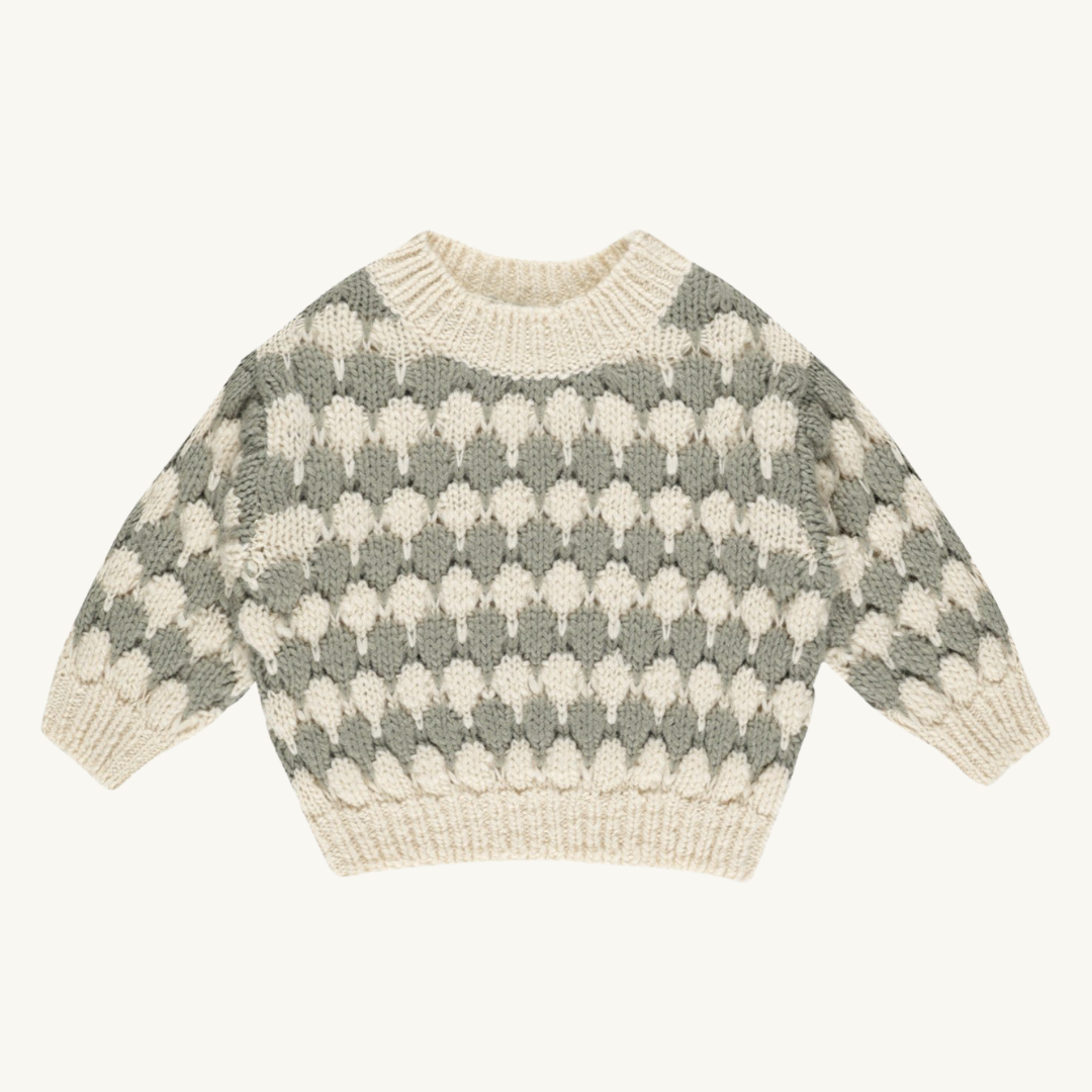 Chandail tricot rayures sauge 6-7 ans | Rylee + Cru