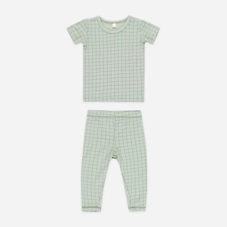 Bamboo short Sleeve pyjama set Sage Gird | Quincy Mae