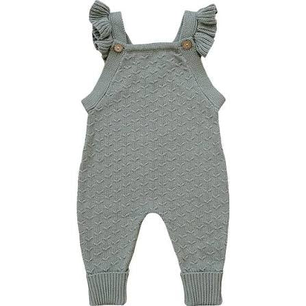 Green Ruffle knit Overalls | Mebie
