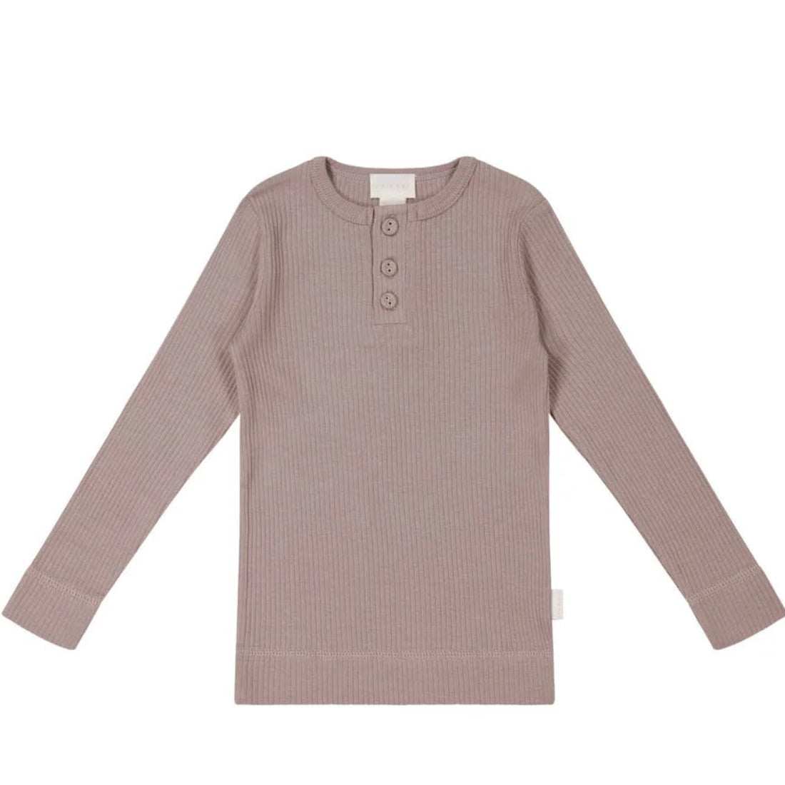 Henley modal long-sleeve tee mushroom 6-12M | Jamie Kay