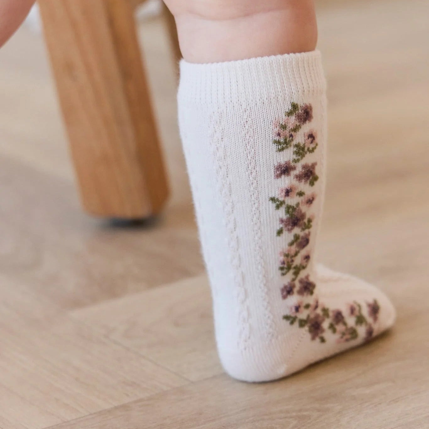 Cassie Knee High Sock Floral Jacquard | Jamie Kay