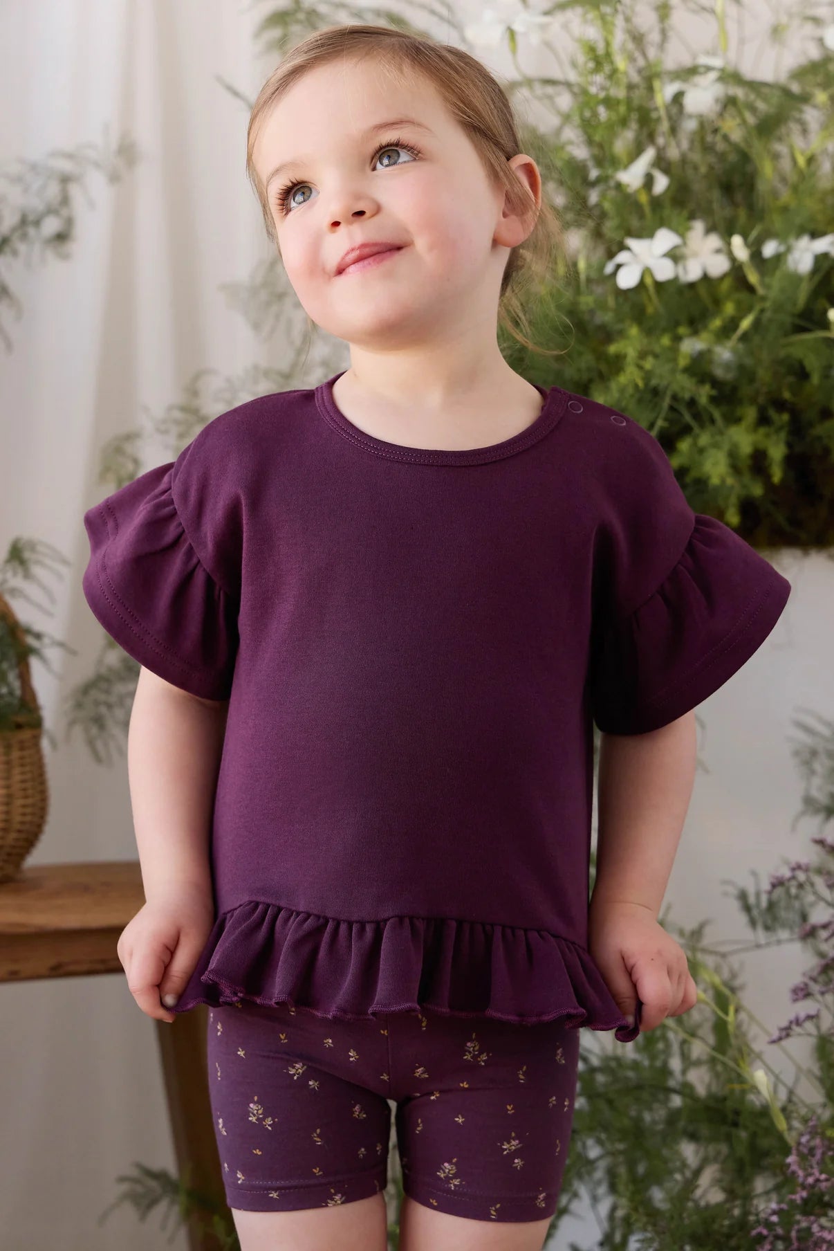 Pima Cotton Courtney Ruffle Top - Fig | Jamie Kay