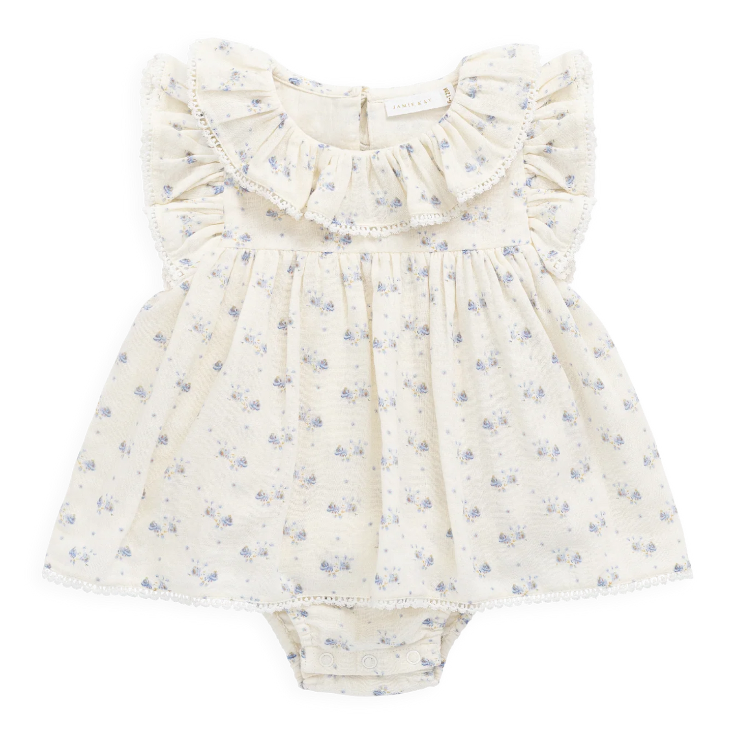 Organic Cotton Muslin Frannie Playsuit Molly Blue | Jamie Kay