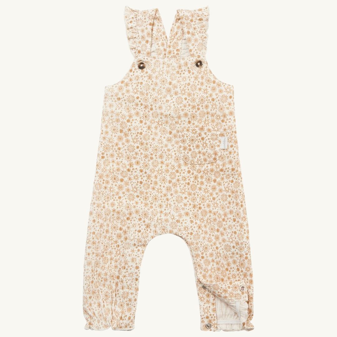 Tan printed dungarees | Noppies