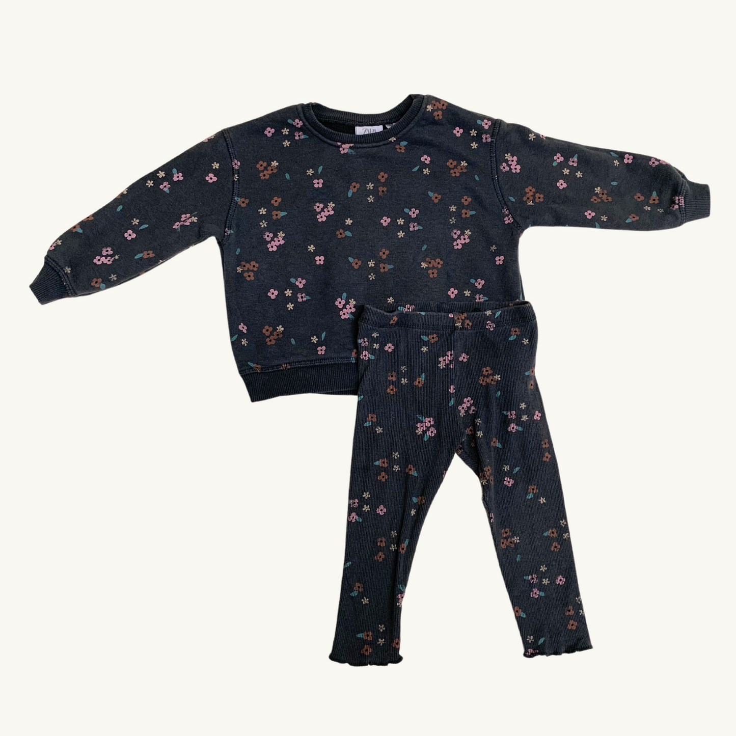 SM | Ensemble legging et chandail floral Zara 12-18 mois