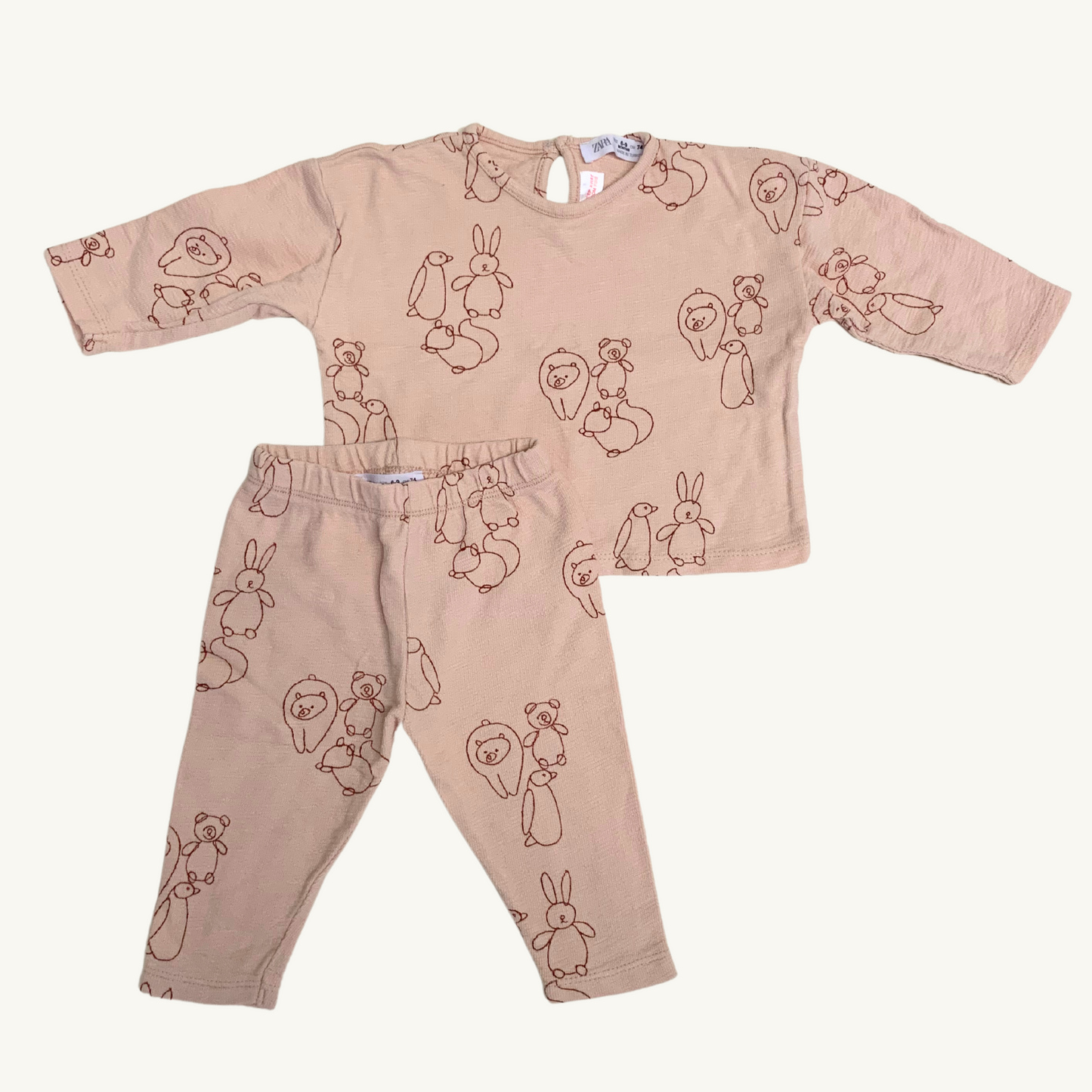 SM | Ensemble Zara imprimé animaux 3-6 mois
