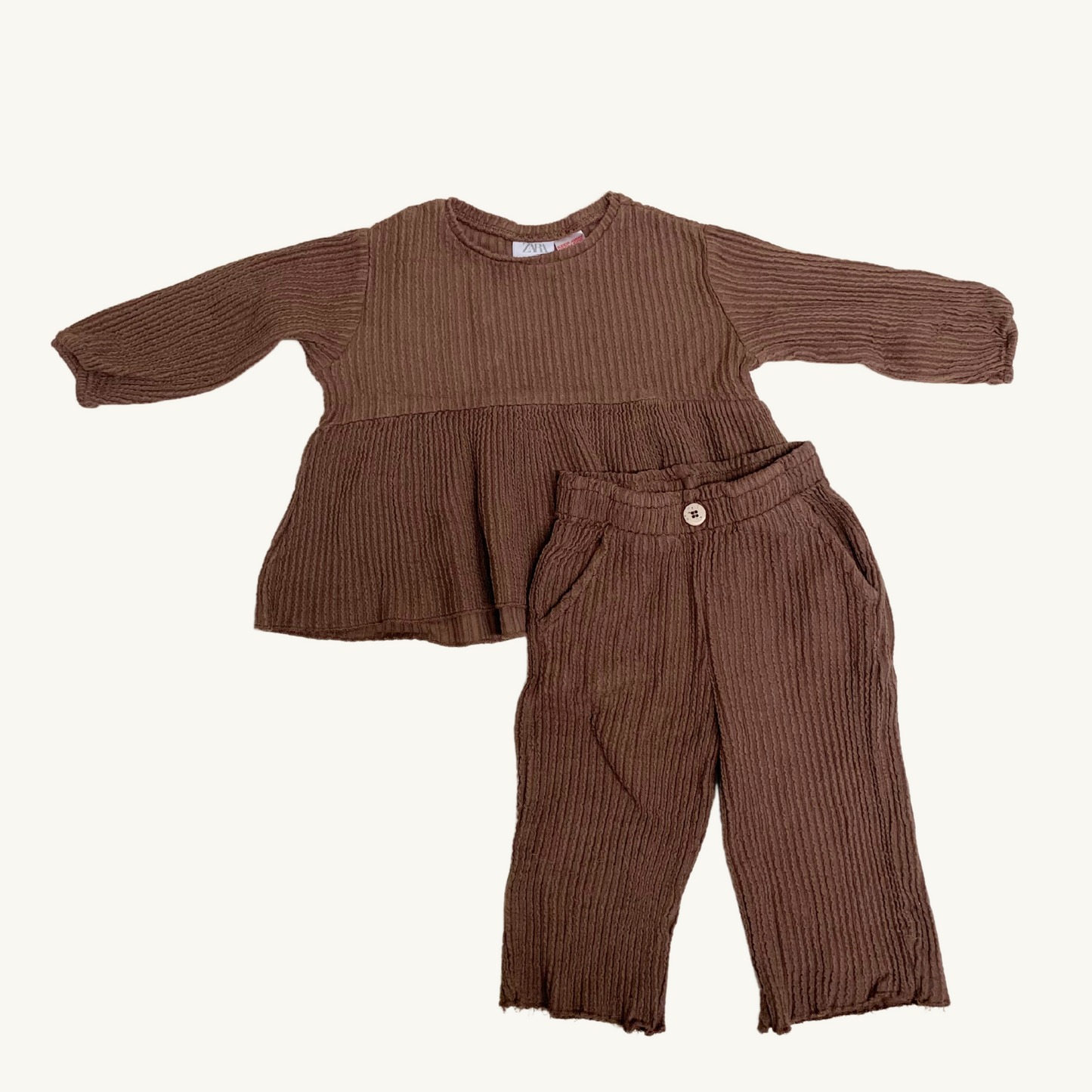 SM | Ensemble brun côtelé Zara 12-18 mois