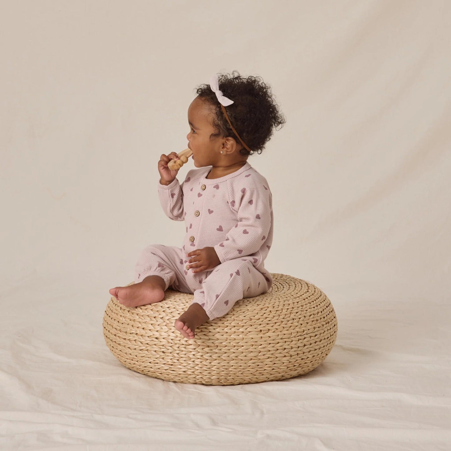 Ruffle Long Sleeve Jumpsuit Hearts | Quincy Mae