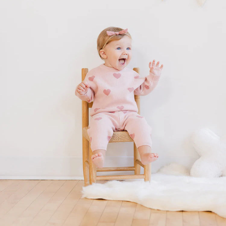 Ensemble tricot coeur rose 4-5 ans | Quincy Mae