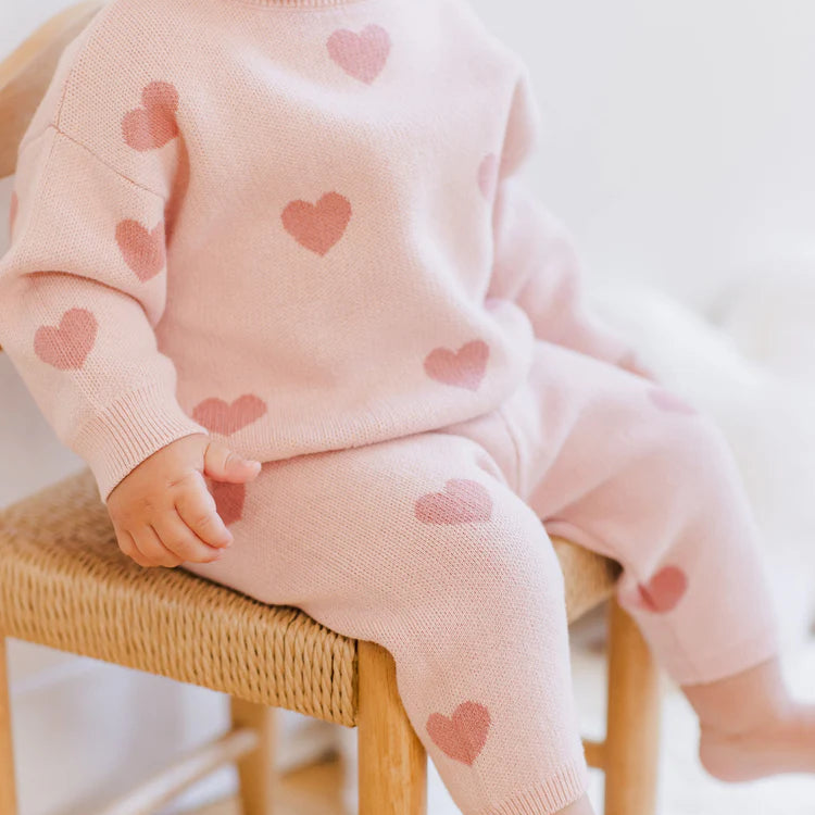 Ensemble tricot coeur rose 4-5 ans | Quincy Mae