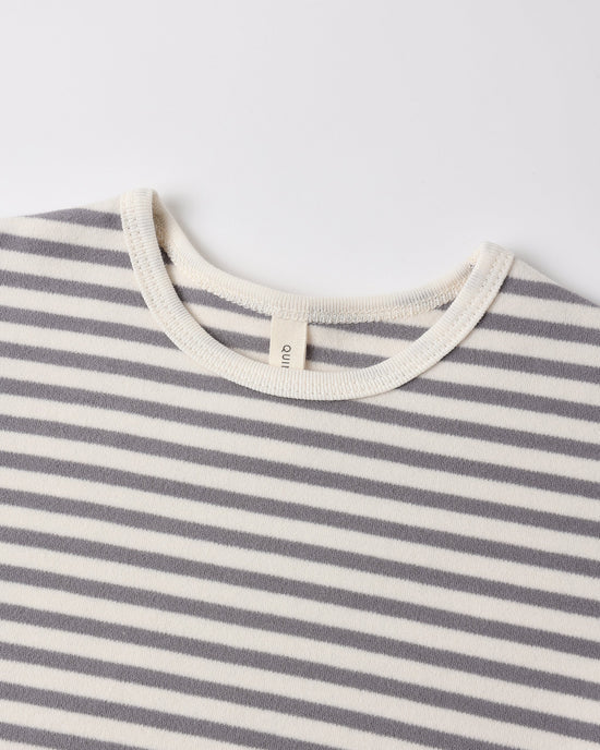Ruffle Cozy Set Slate Stripe | Quincy Mae
