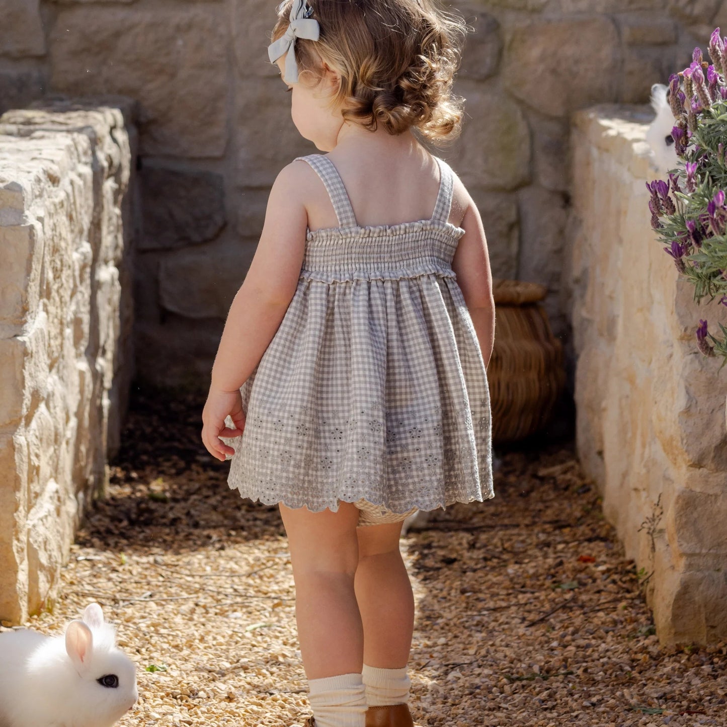 Smoked Top + Bloomer Set Sage Gingham | Quincy Mae