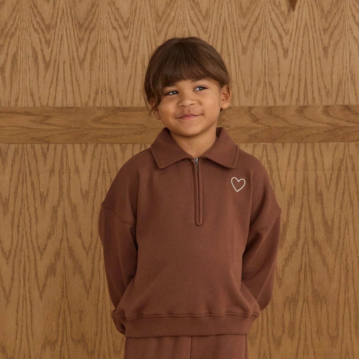 Quarter Zip Sweatshirt Brown | Rylee + Cru