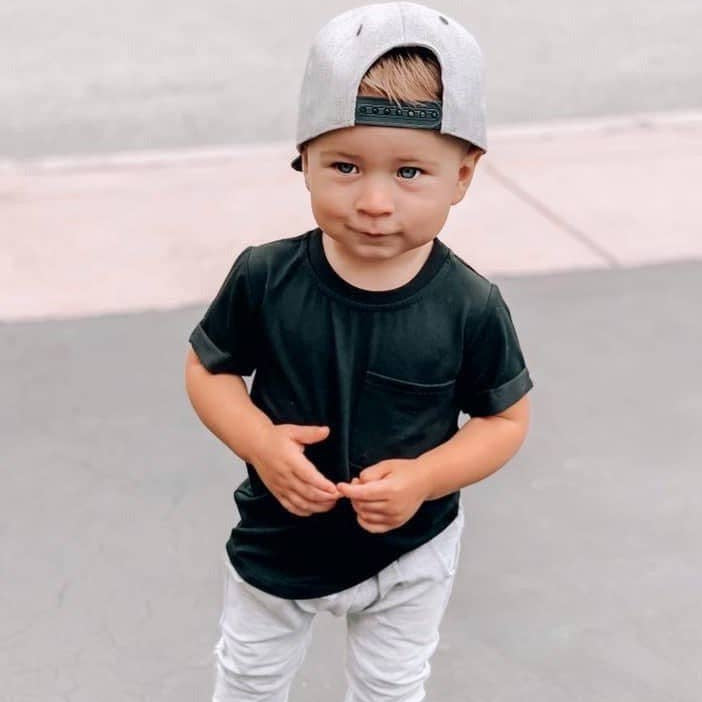 Bamboo Pocket Tee Black | Little Bipsy