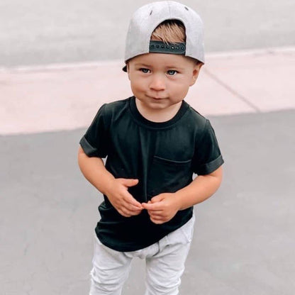 Bamboo Pocket Tee Black | Little Bipsy