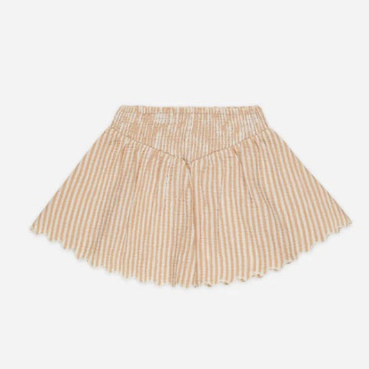 Smocked V Mini Skirt Grapefruit Stripe 4-5Y | Rylee + Cru