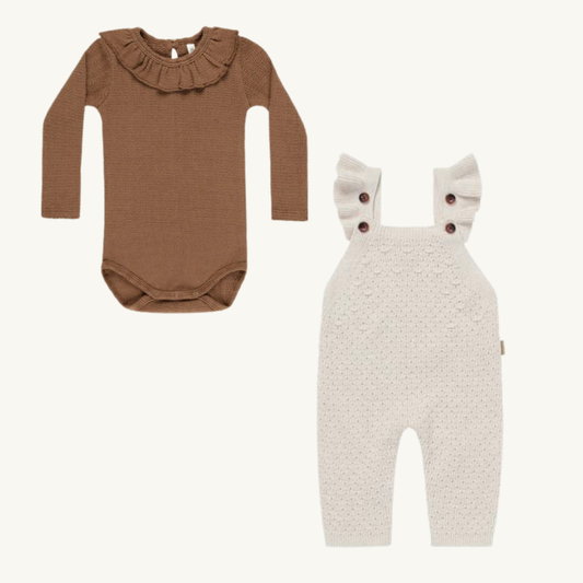 Ensemble cache couche et salopette tricot | Rylee + Cru
