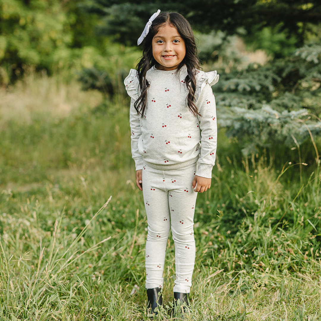 Cherry Ruffle French Terry Set | Mebie