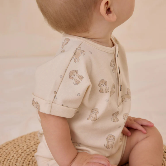 Short Sleeve One-Piece Puppies | Quincy Mae