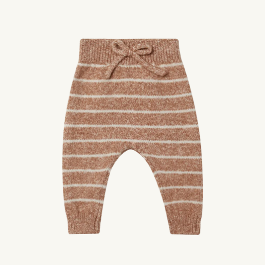 Pantalon tricot  rayures crème | Quincy Mae